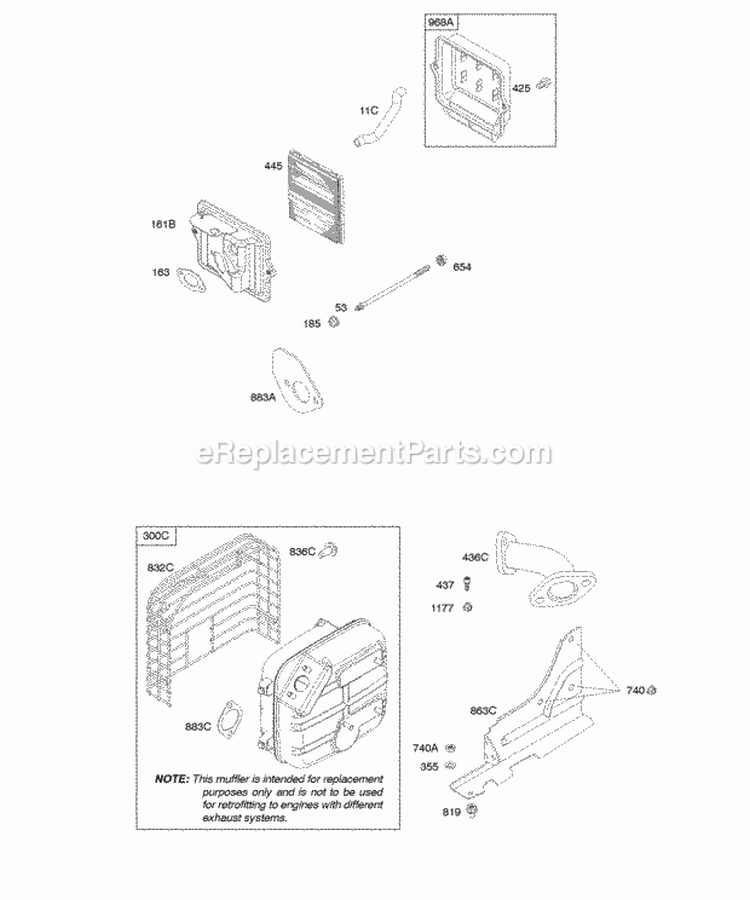 Air Cleaner Exhaust System Diagram and Parts List for 216112-0110-E1  Briggs and Stratton Engine